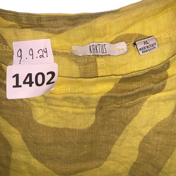 kaktus Top Yellow Lagenlook Boho, Kaktus Made In Italy Dress, XL, Yellow Brown - Picture 3 of 4